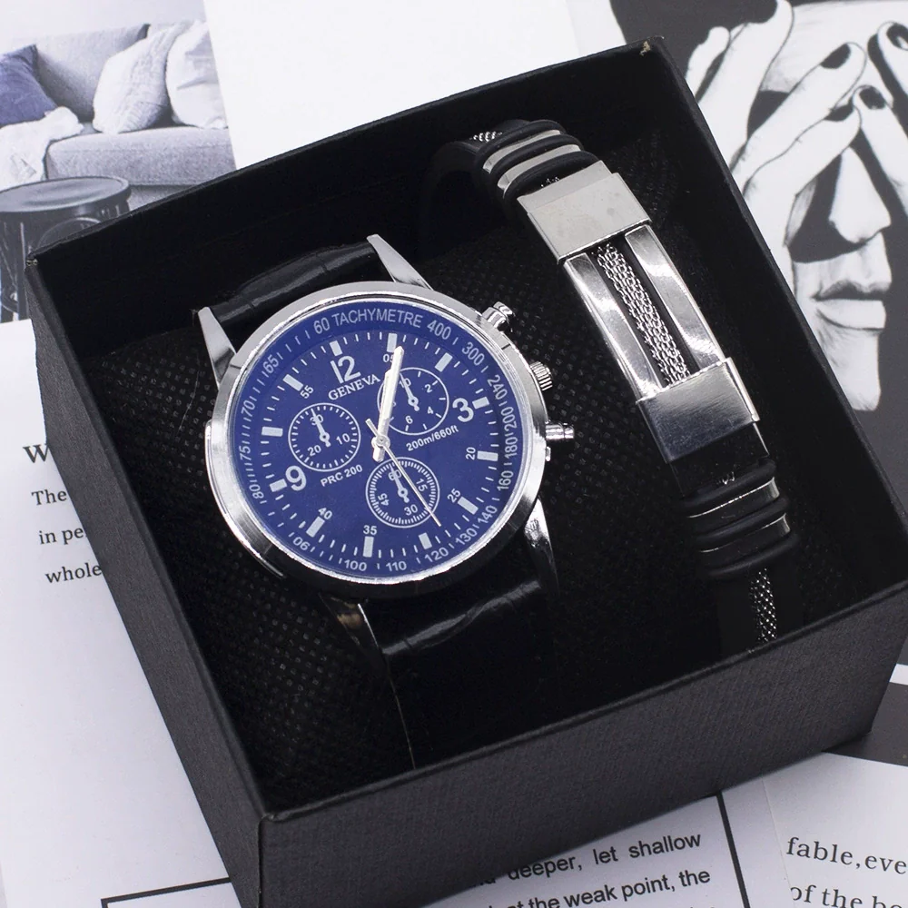 Fashion Alloy And Ordinary Glass Men's Round Dial Blue Light Wrist Watch With Horseshoe Buckle And Onion Crown - Image 2