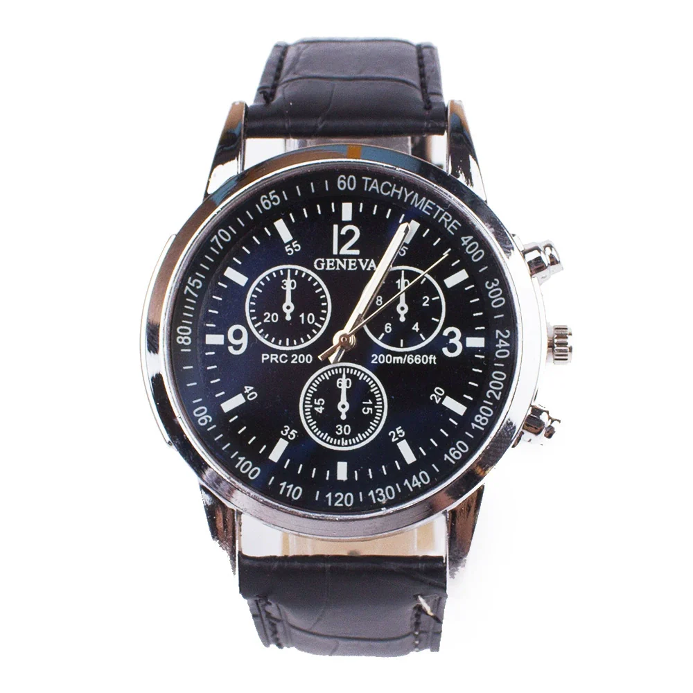 Fashion Alloy And Ordinary Glass Men's Round Dial Blue Light Wrist Watch With Horseshoe Buckle And Onion Crown - Image 6