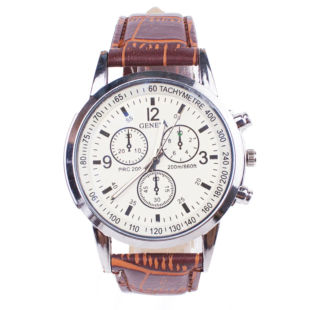Fashion Alloy And Ordinary Glass Men's Round Dial Blue Light Wrist Watch With Horseshoe Buckle And Onion Crown - Image 8