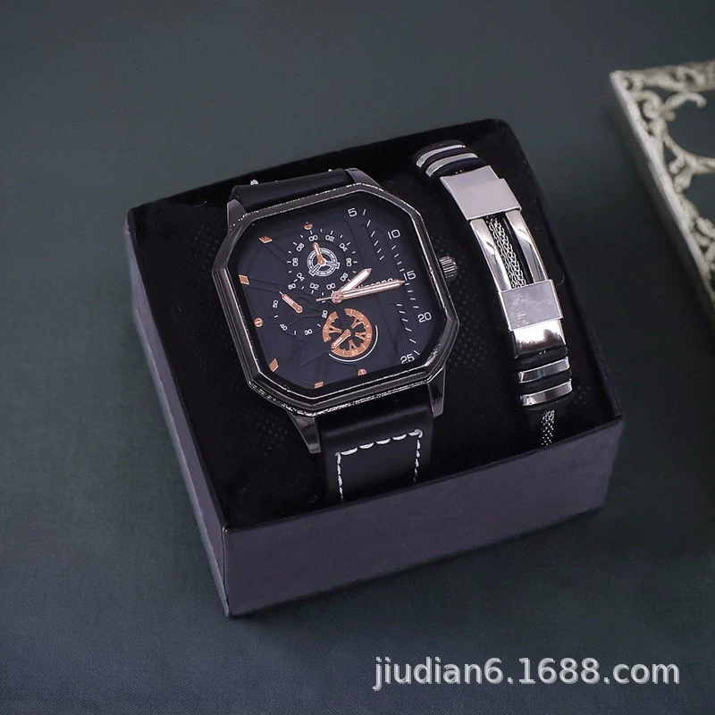 Fashion Alloy And Ordinary Glass Men's Round Dial Blue Light Wrist Watch With Horseshoe Buckle And Onion Crown - Image 9