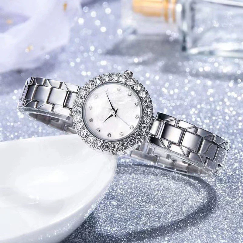 Fashion Alloy Stainless Steel Rhinestone Twopiece Set Bracelet Watch For Male And Female Students - Image 2