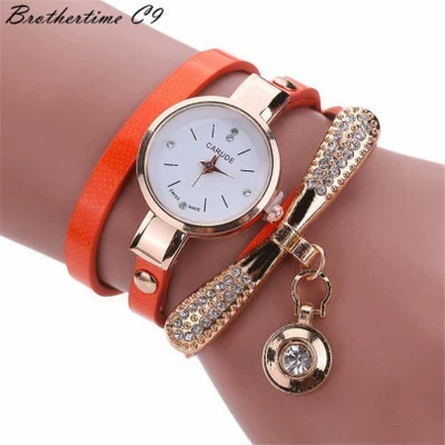 Fashion Bracelet Watch Alloy Case Imitation Leather Strap Stainless Steel Clasp Round Dial - Image 2