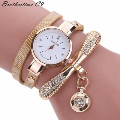 Fashion Bracelet Watch Alloy Case Imitation Leather Strap Stainless Steel Clasp Round Dial - Image 5