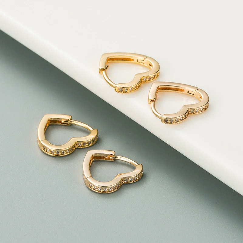 Fashion Brass Heartshaped Micropaved Zircon Earrings For Women - Image 2
