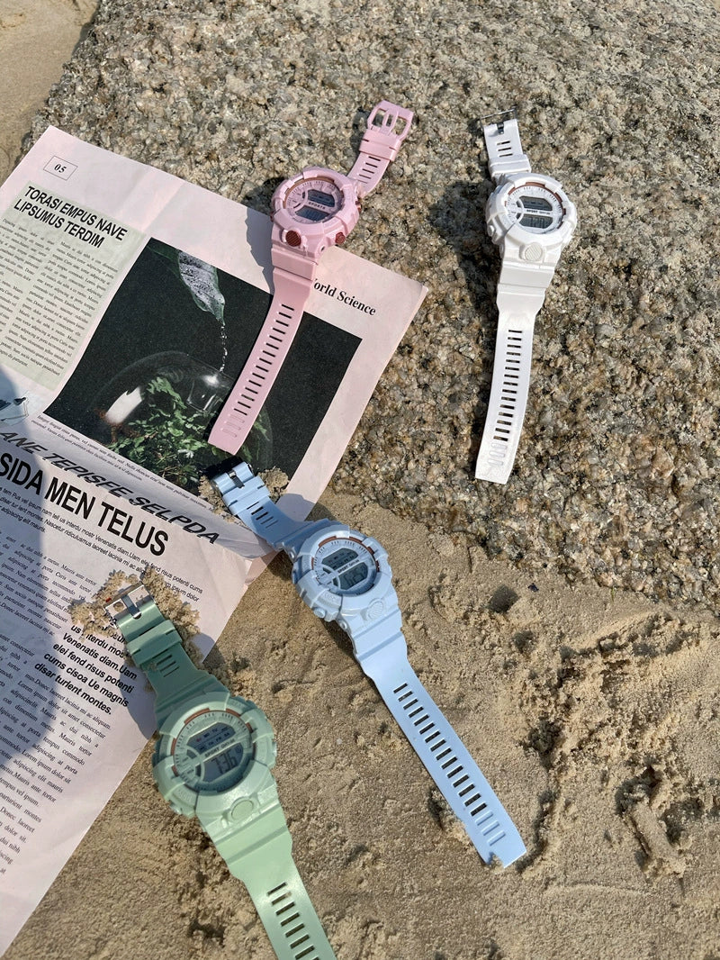 Fashion Candy Color Multifunctional Waterproof Luminous Electronic Watch Casual Style For Men And Women Plastic Case And Silicone Strap - Image 5