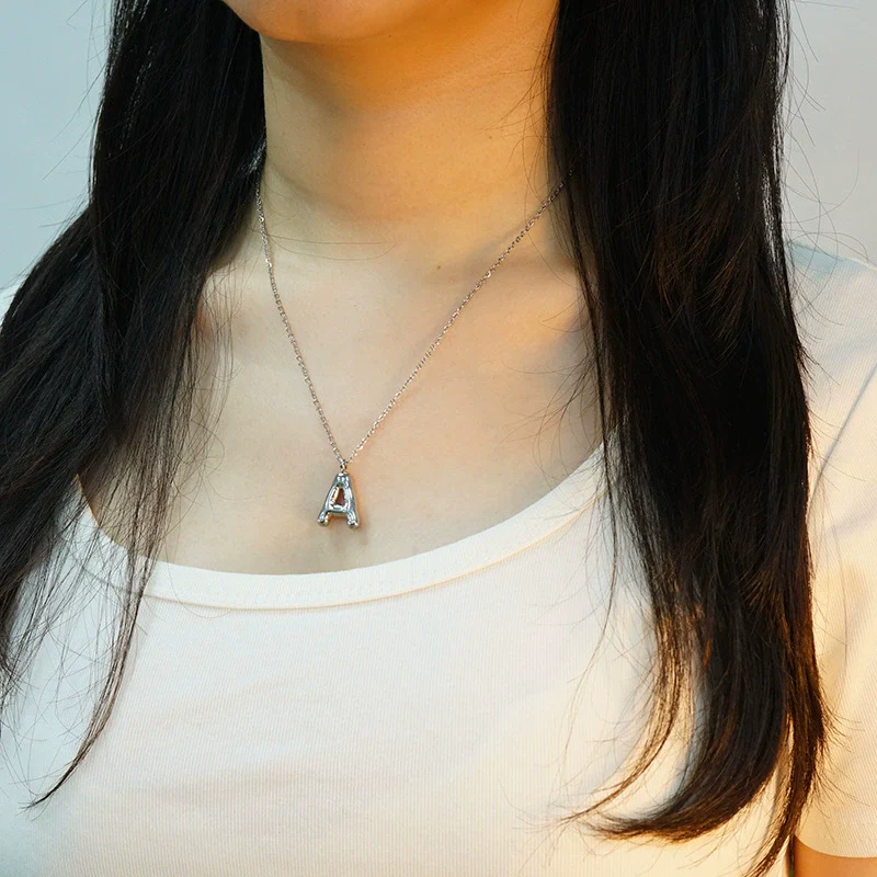 Fashion Chubby Letter Pendant Necklace 316L Stainless Steel 316L Stainless Steel Polishing Hiphop Style Unisex - Image 2