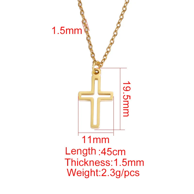 Fashion Clavicle Chain Stainless Steel Hollow Cross Pendant Geometric Design Fine Polished - Image 5