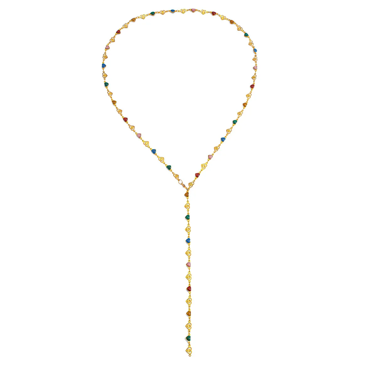 Fashion Color Oil Drop Pendant Stacked Long Necklace Copper Metal Chain With Rhinestone Geometric Pattern Electroplating Process Women's - Image 5