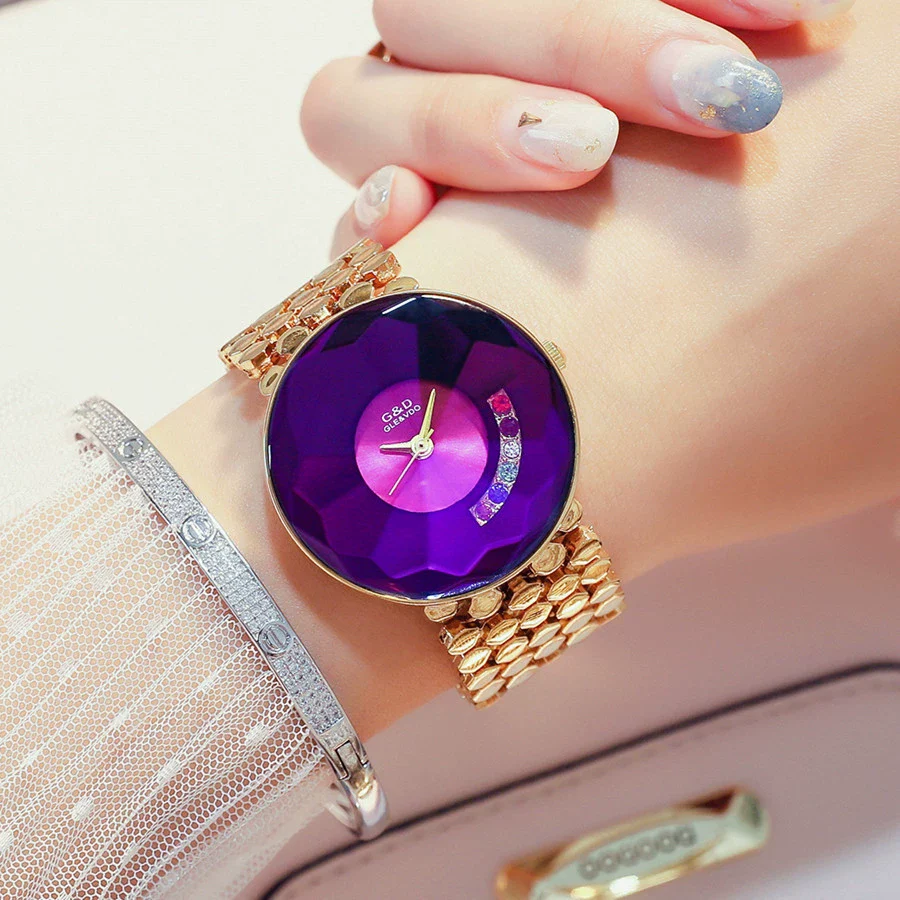 Fashion Colored Diamond Women's Watch Alloy Strap Stainless Steel Buckle Round Dial - Image 6
