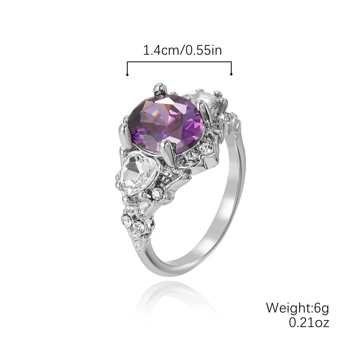Fashion Creative Love Ring Zinc Alloy Heartshaped Inlaid Zircon For Women - Image 9