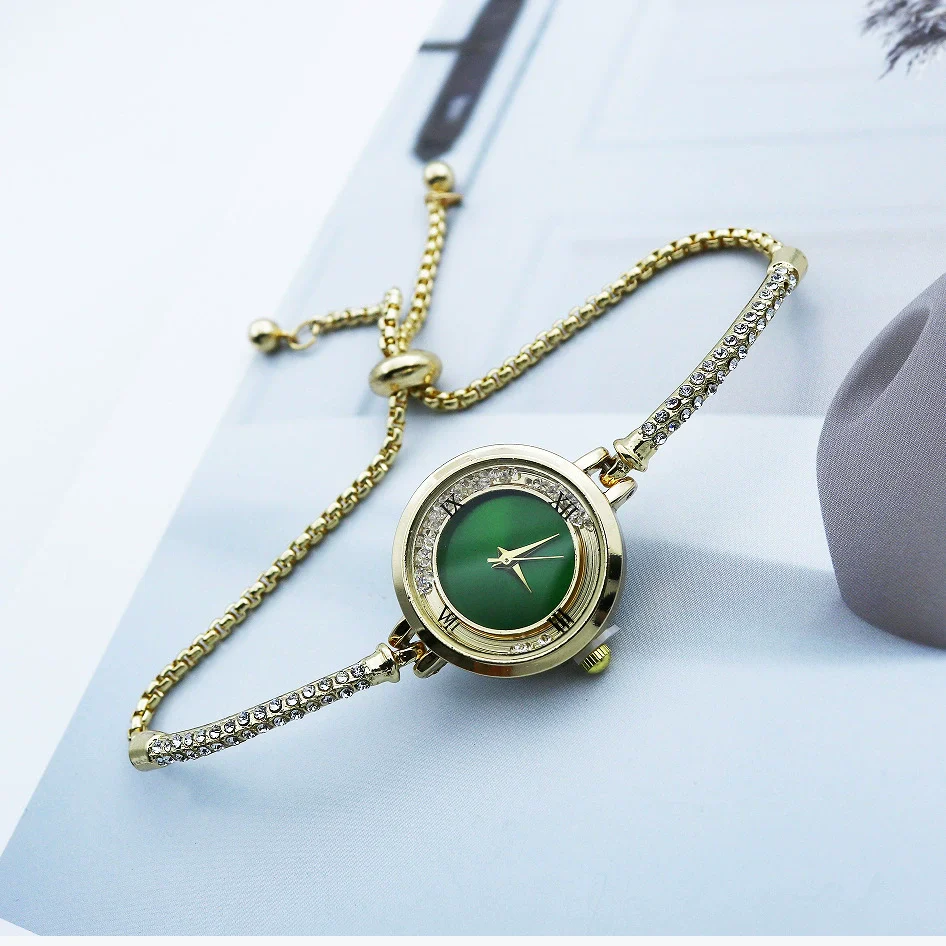 Fashion Diamond Round Women's Quartz Watch Alloy Case Stainless Steel Strap Leisure Style