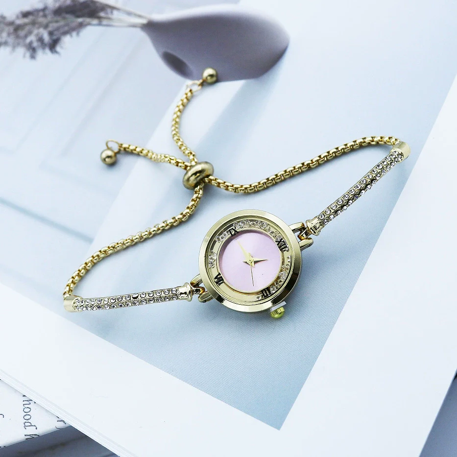 Fashion Diamond Round Women's Quartz Watch Alloy Case Stainless Steel Strap Leisure Style - Image 4