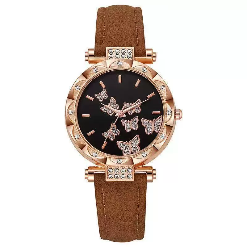 Fashion Diamondencrusted Seven Butterfly Women's Alloy And Pu Watch With Round Dial - Image 11