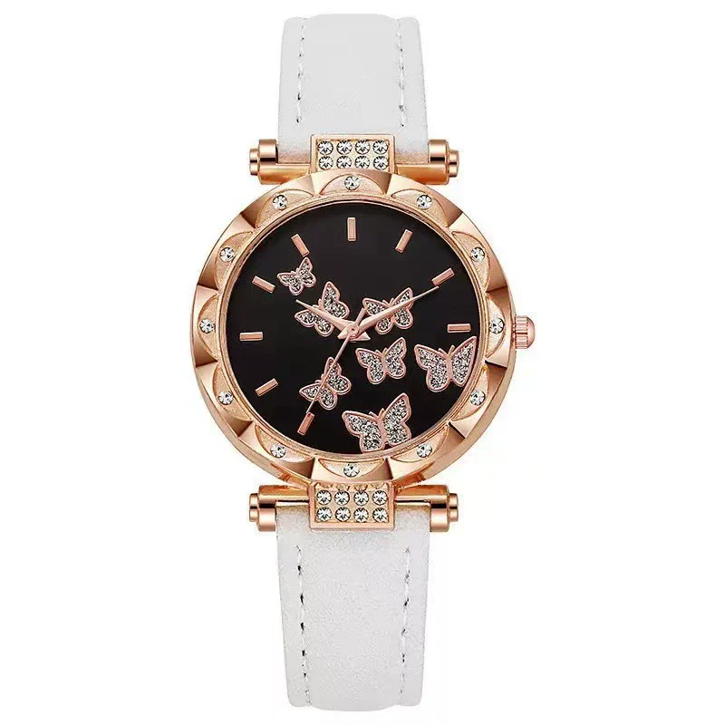 Fashion Diamondencrusted Seven Butterfly Women's Alloy And Pu Watch With Round Dial - Image 13