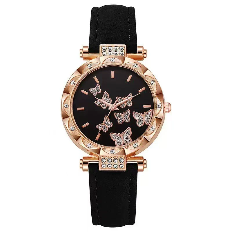 Fashion Diamondencrusted Seven Butterfly Women's Alloy And Pu Watch With Round Dial - Image 8