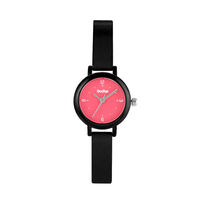 Fashion Dopamine Color Round Alloy Case Mineral Reinforced Glass Mirror Belt Strap Stainless Steel Buckle Female Watch - Image 5