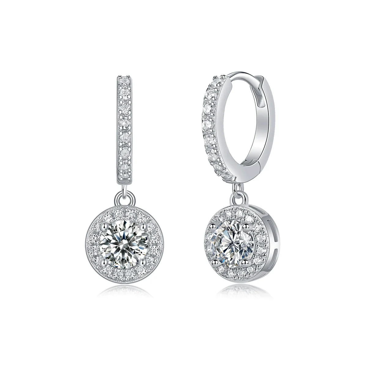 Fashion Elegant 925 Sterling Silver Geometric Moissanite Women's Earrings