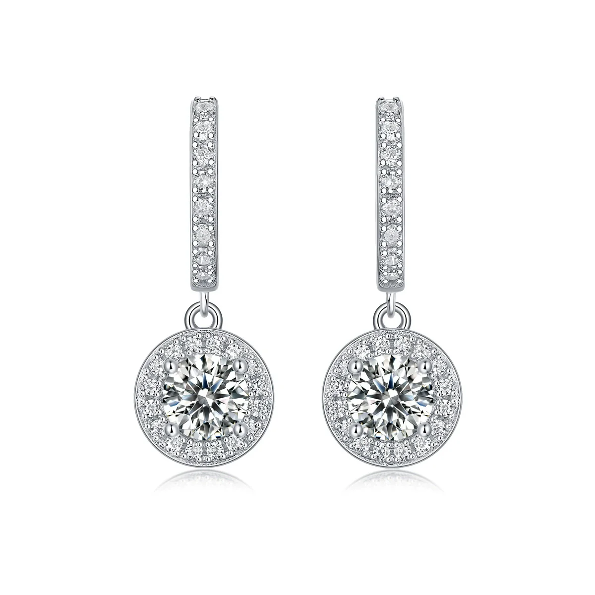 Fashion Elegant 925 Sterling Silver Geometric Moissanite Women's Earrings - Image 4