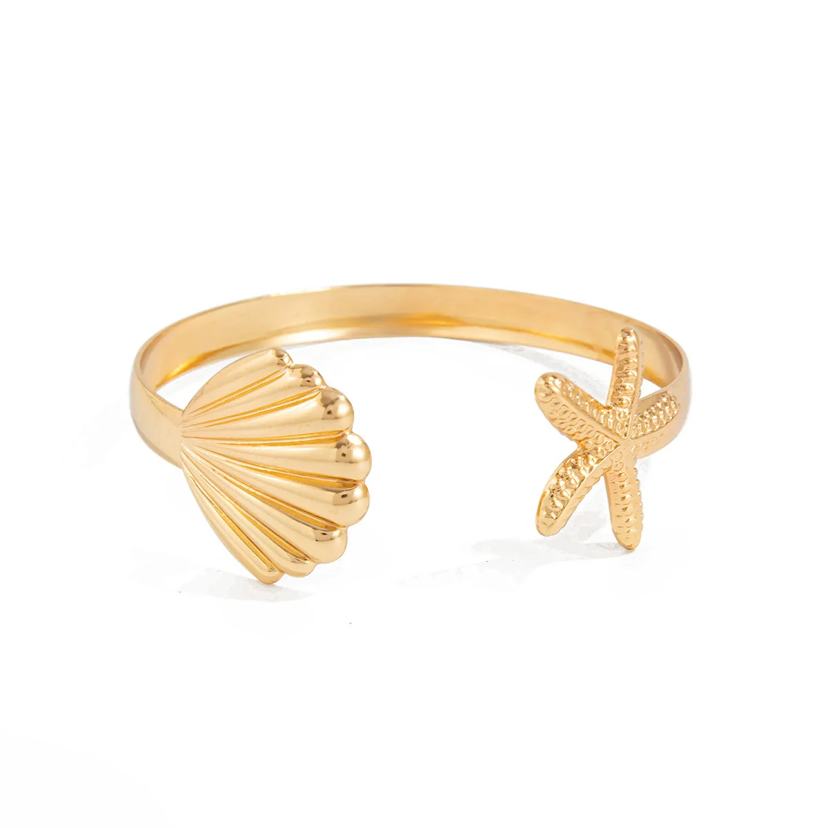 Fashion Exaggerated Starfish And Conch Iron Open Bracelet With Electroplating Animal Vacation Style - Image 5