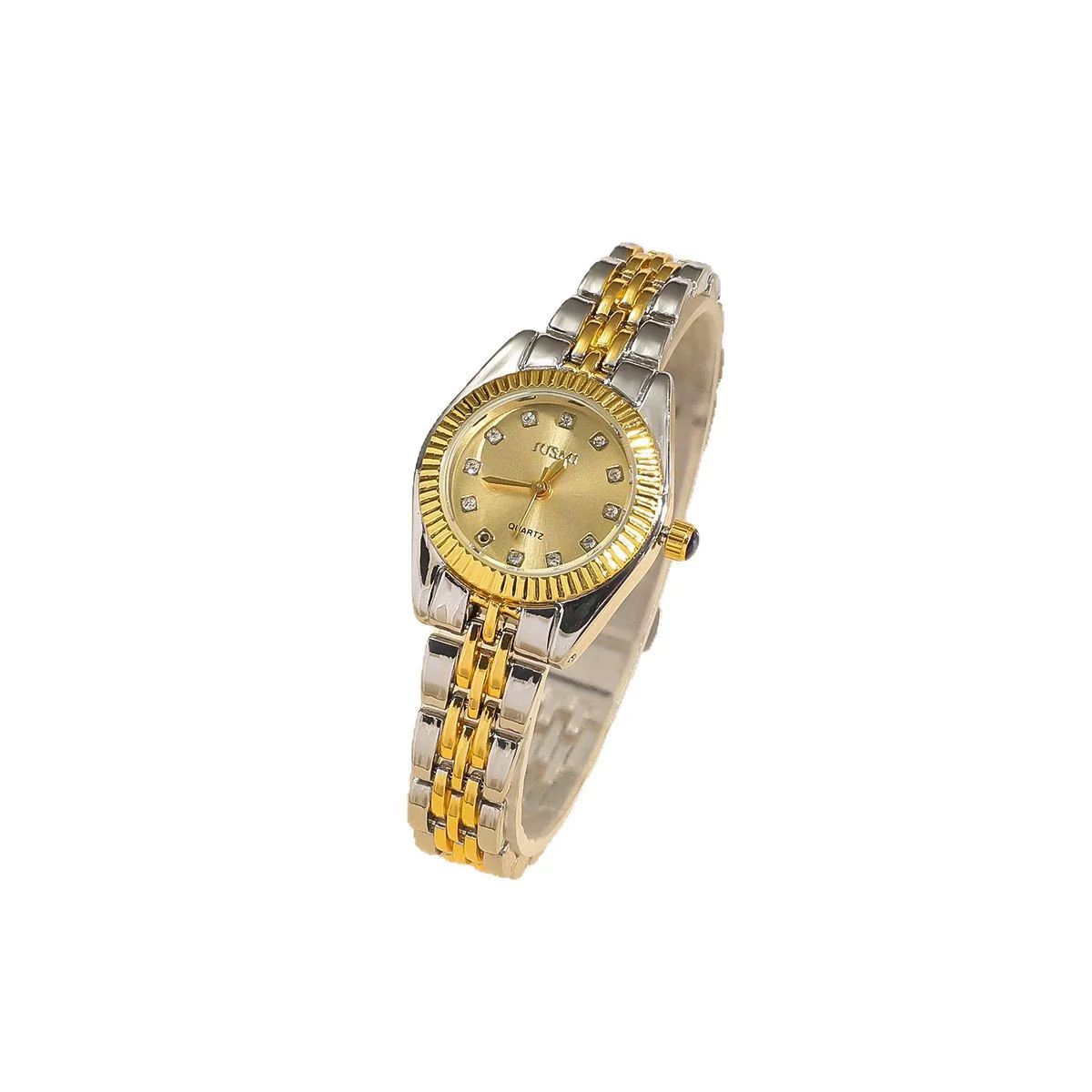 Fashion Exquisite Gradual Gold Ladies Watch With Diamond Dial And Round Shape Alloy Case And Strap Stainless Steel Buckle - Image 5
