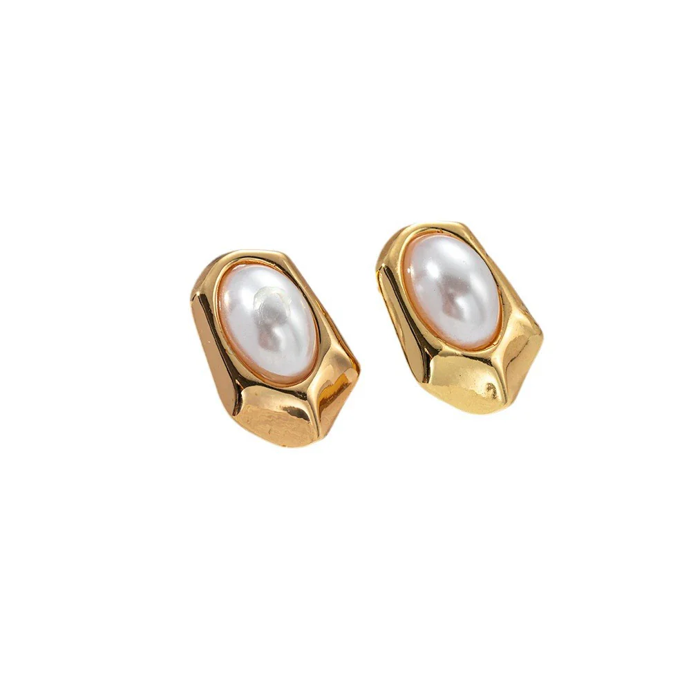 Fashion Feather Pearl Inlay Stainless Steel Earrings With Wings Design And Electroplating Treatment - Image 5