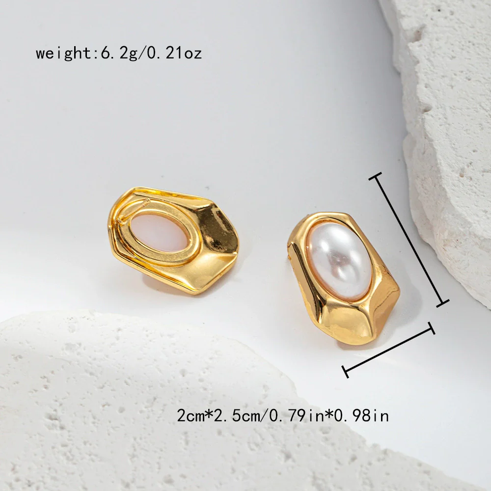 Fashion Feather Pearl Inlay Stainless Steel Earrings With Wings Design And Electroplating Treatment - Image 6