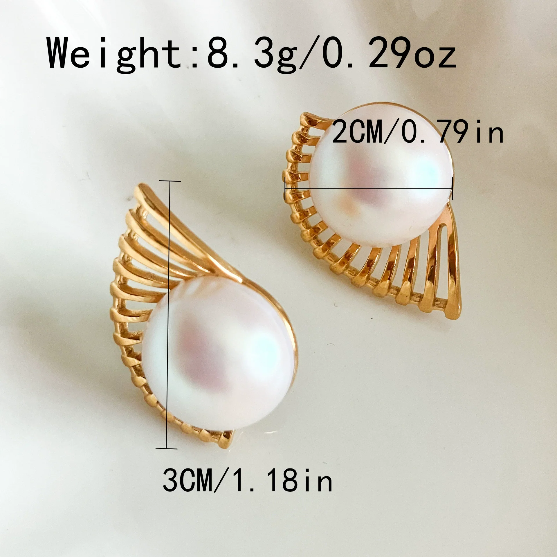 Fashion Feather Pearl Inlay Stainless Steel Earrings With Wings Design And Electroplating Treatment - Image 8