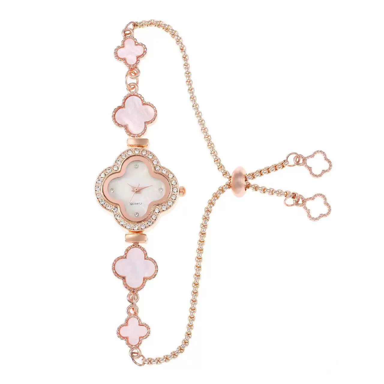 Fashion Flower Shape Dial Alloy Bracelet Watch With Rhinestones For Women - Image 5
