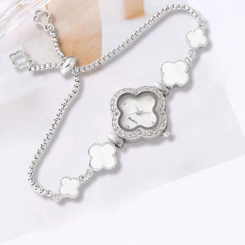 Fashion Flower Shape Dial Alloy Bracelet Watch With Rhinestones For Women - Image 7