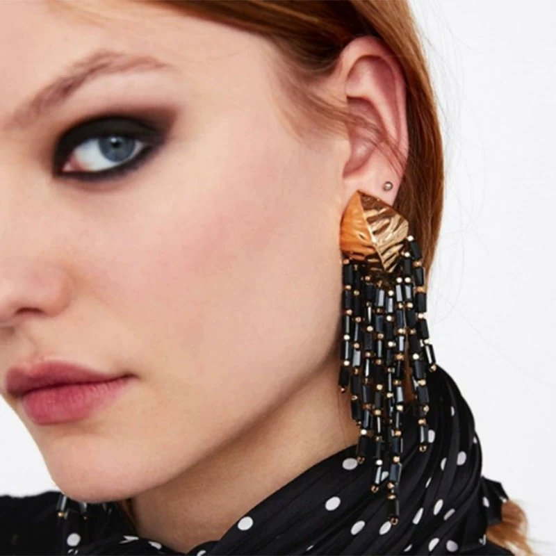 Fashion Geometric Alloy Tassel Earrings For Women With Electroplating