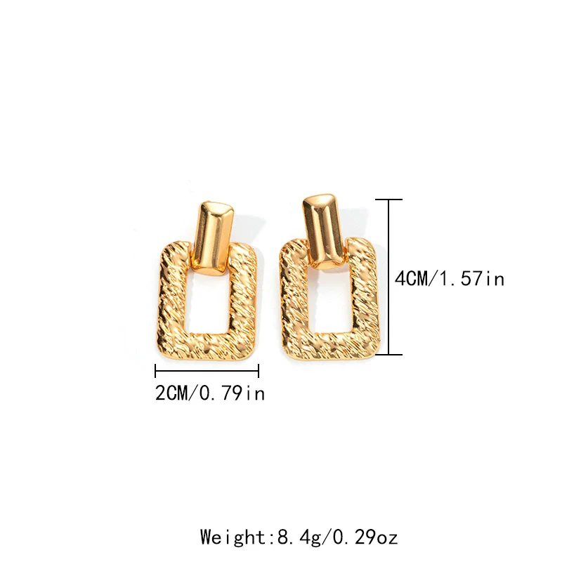 Fashion Geometric Square Stainless Steel Goldplated Hollow Earrings - Image 6
