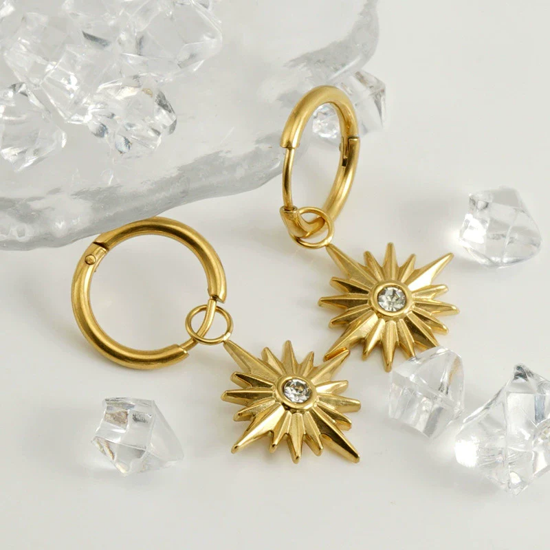 Fashion Geometric 316L Stainless Steel 18K Gold Plated Earrings For Women - Image 2