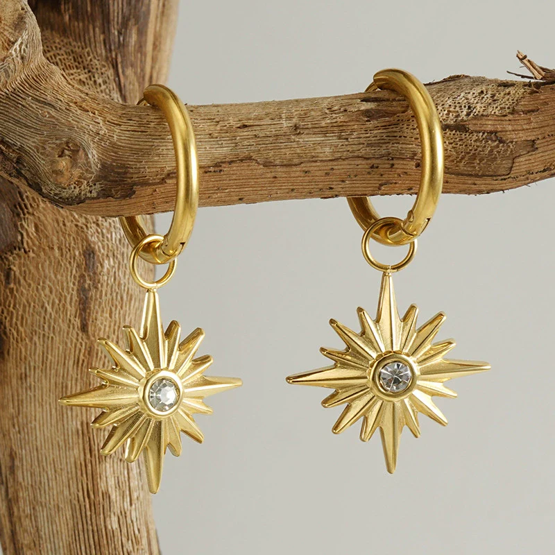 Fashion Geometric 316L Stainless Steel 18K Gold Plated Earrings For Women - Image 4