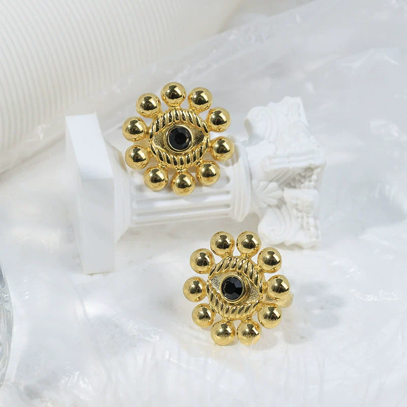 Fashion Highend Stainless Steel Electroplated Sunflower And Devil's Eye Ring For Unisex - Image 4
