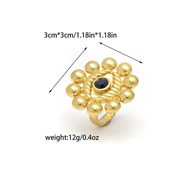 Fashion Highend Stainless Steel Electroplated Sunflower And Devil's Eye Ring For Unisex - Image 8