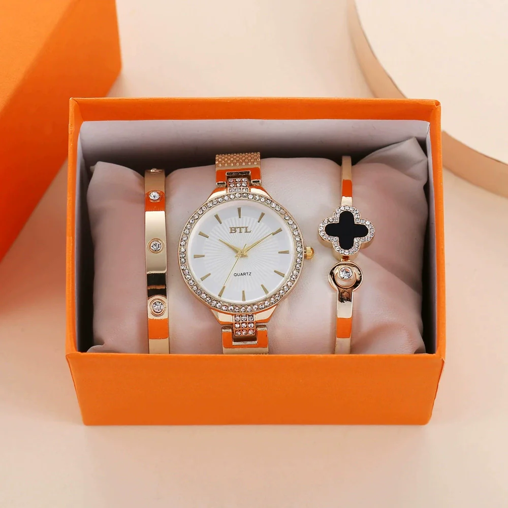 Fashion Highend Women's Alloy And Stainless Steel Waterproof Chain Watch With Round Dial
