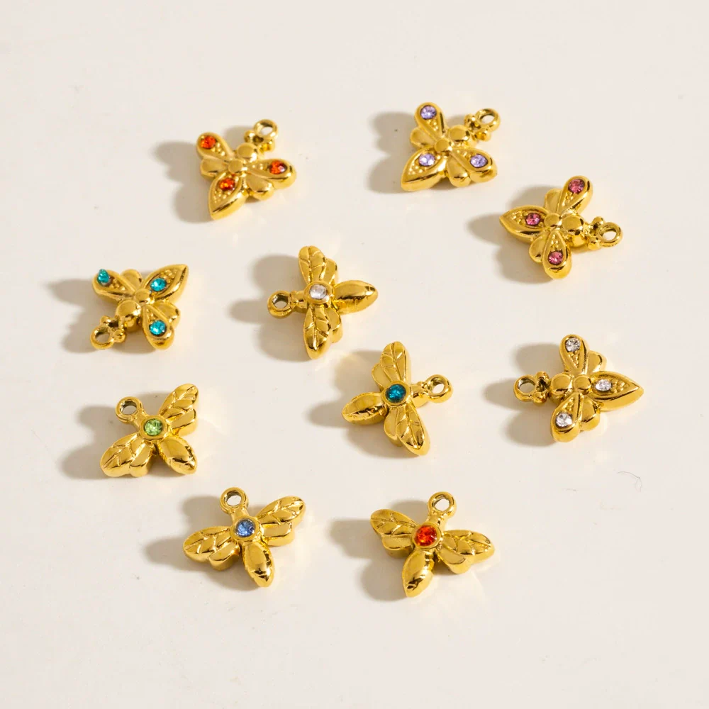 Fashion Insect Stainless Steel Jewelry Pendant With Zircon Inlay And Electroplating Treatment For Necklace And Bracelet Accessories - Image 3