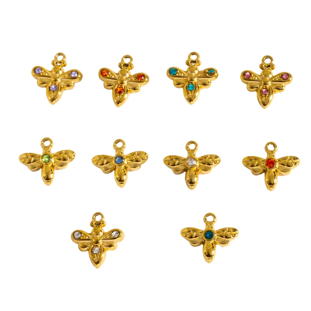Fashion Insect Stainless Steel Jewelry Pendant With Zircon Inlay And Electroplating Treatment For Necklace And Bracelet Accessories - Image 5