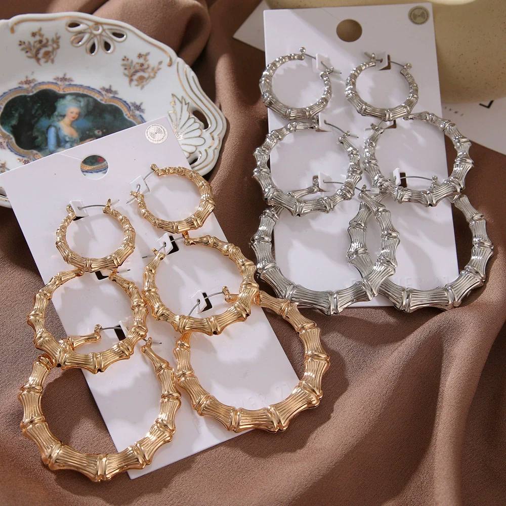 Fashion Iron Alloy Geometric Hoop Earrings Set For Women With Electroplating Treatment