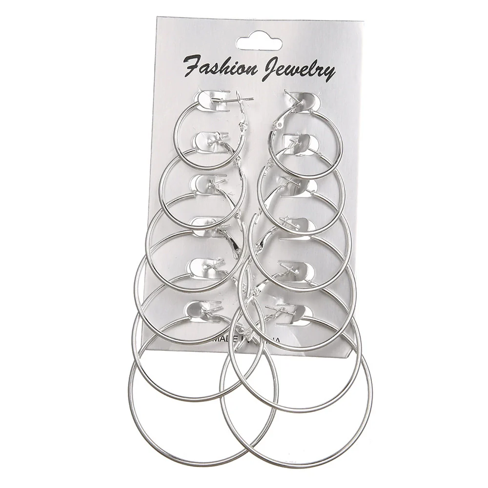 Fashion Iron Alloy Geometric Hoop Earrings Set For Women With Electroplating Treatment - Image 5