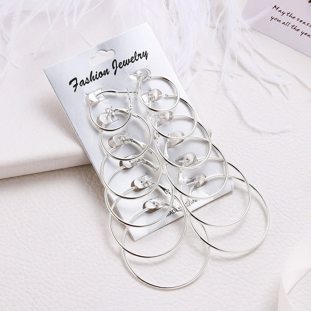 Fashion Iron Alloy Geometric Hoop Earrings Set For Women With Electroplating Treatment - Image 6