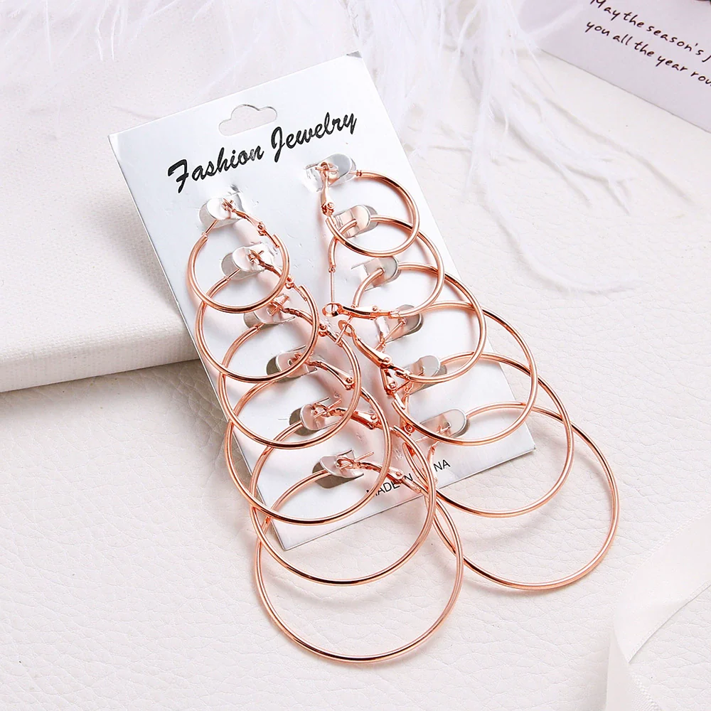 Fashion Iron Alloy Geometric Hoop Earrings Set For Women With Electroplating Treatment - Image 7
