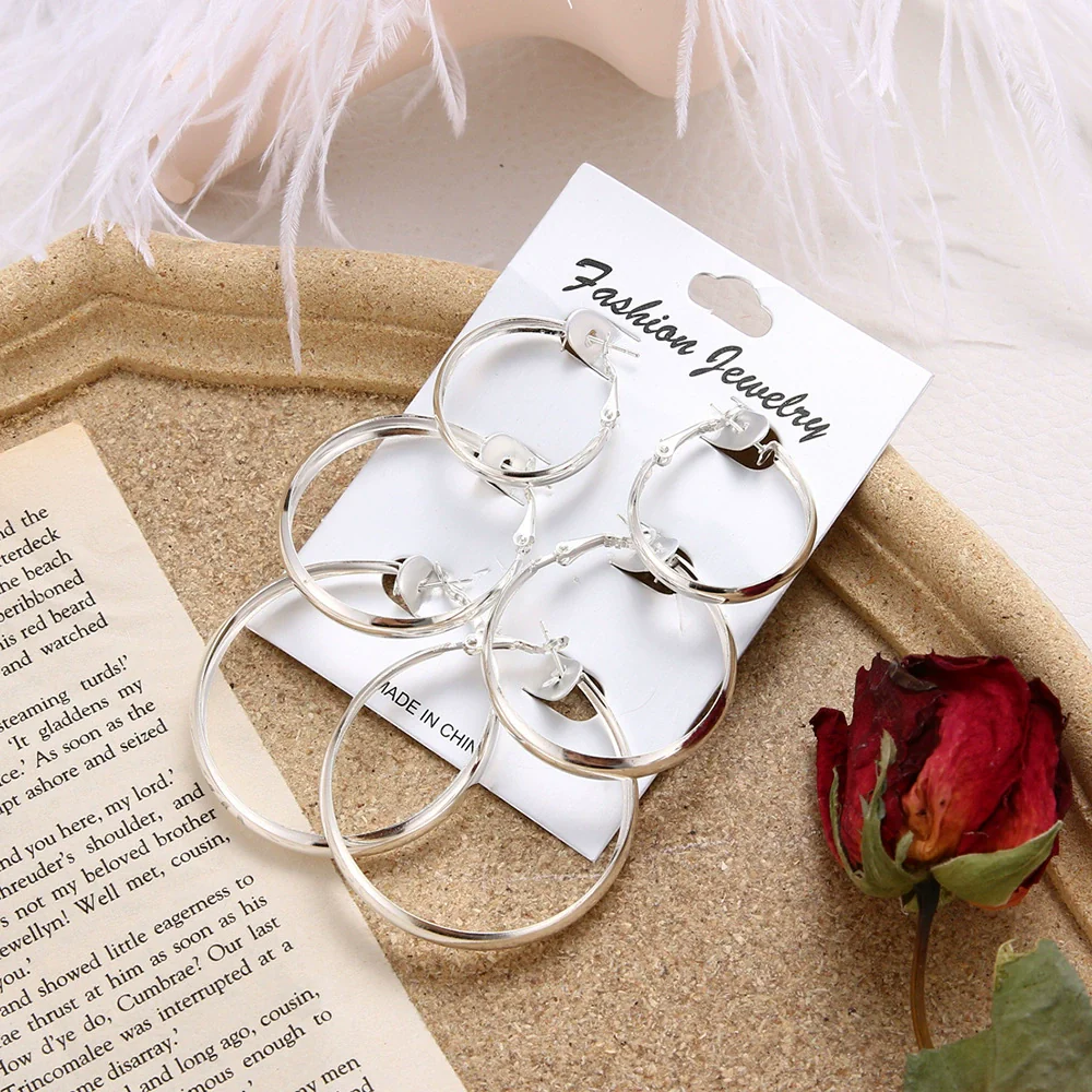 Fashion Iron Alloy Geometric Hoop Earrings Set For Women With Electroplating Treatment - Image 8