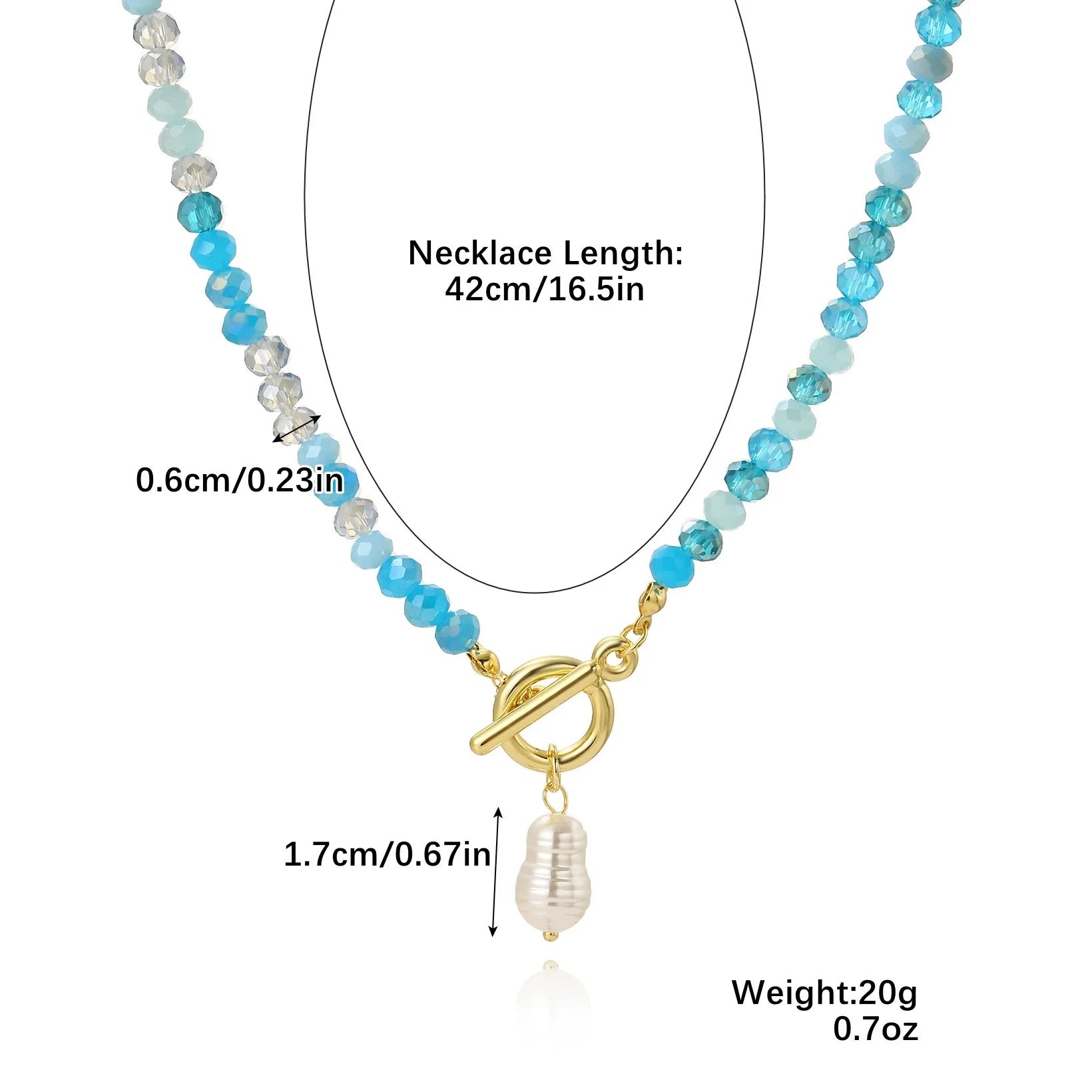 Fashion Jewelry Artificial Crystal Geometric Drop Shape Electroplated Ball Chain Women's Necklace - Image 6