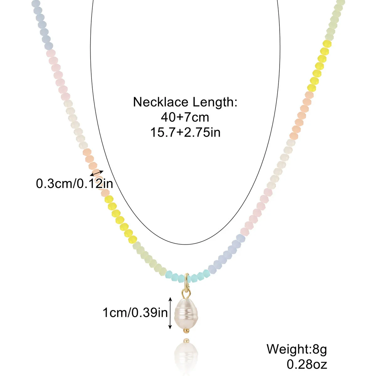 Fashion Jewelry Artificial Crystal Geometric Drop Shape Electroplated Ball Chain Women's Necklace - Image 8