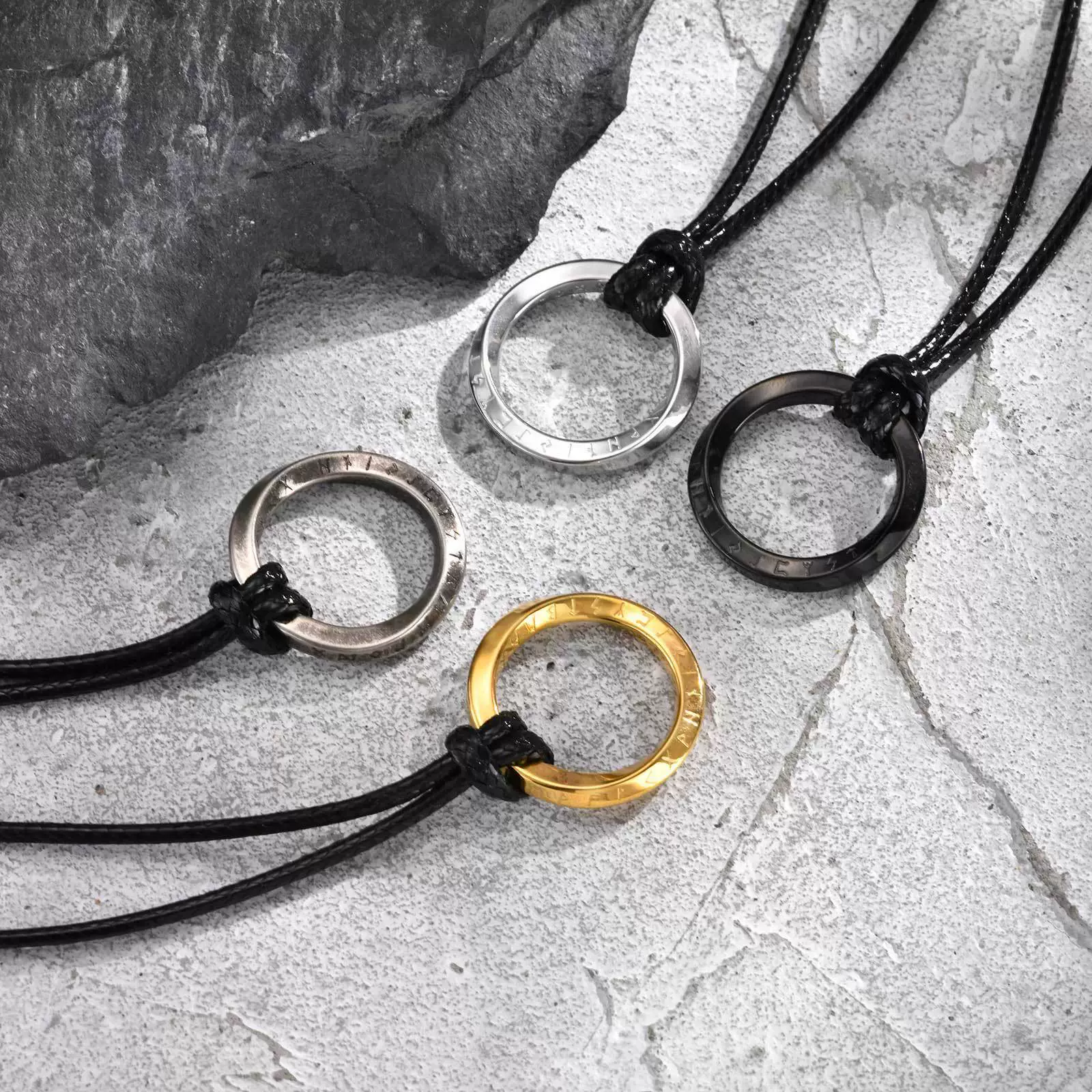 Fashion Jewelry Stainless Steel Geometric Viking Rune Mobius Pendant Necklace For Men