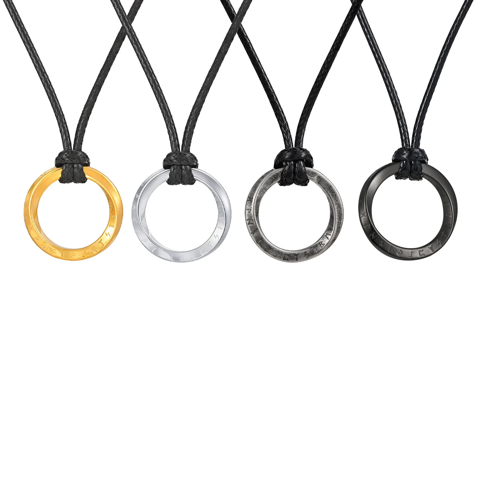 Fashion Jewelry Stainless Steel Geometric Viking Rune Mobius Pendant Necklace For Men - Image 5