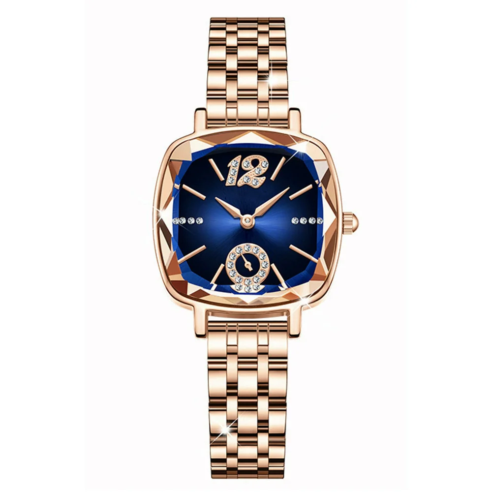 Fashion Ladies Alloy Quartz Round Dial Star Flower Diamond Bracelet Watch - Image 4