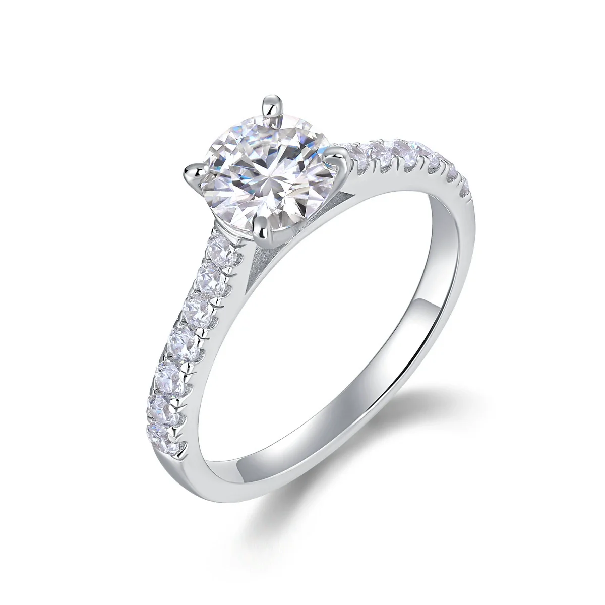 Fashion Light Luxury Moissanite Ring 925 Sterling Silver Geometric Set With Diamonds For Women - Image 4