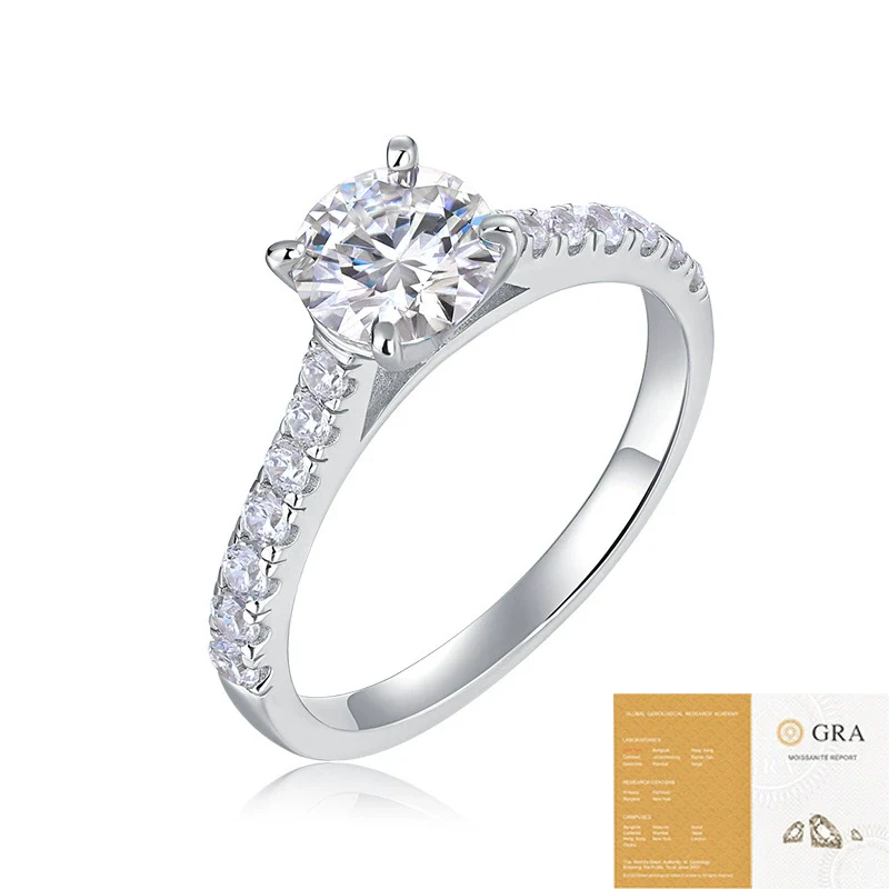 Fashion Light Luxury Moissanite Ring 925 Sterling Silver Geometric Set With Diamonds For Women - Image 5
